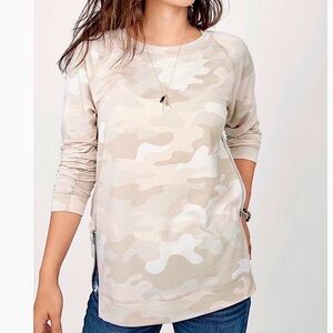 Stella & Dot Beige Camo Long-Sleeve Pullover